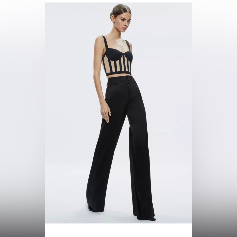 Chic Alice + Olivia Black and Nude Bustier Top